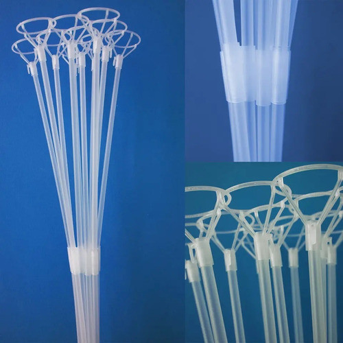 10 Palitos + Portaglobo Largo 70cm Transparente Cotillon 1