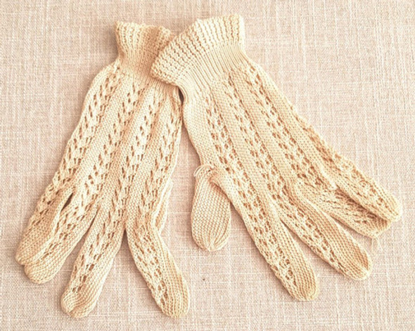 Antiguo Par De Guantes Beige Tejidos B4 0 Antiguo Par De Guantes Beige Tejidos B4 0