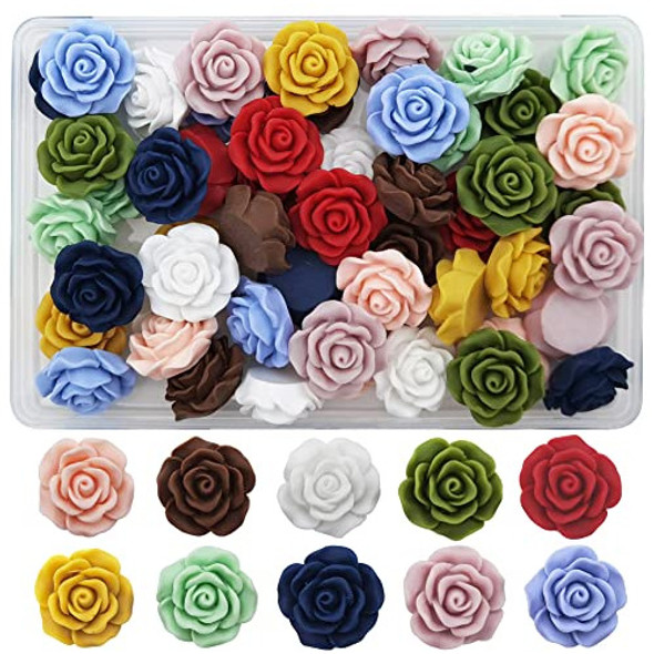Rosas De Resina 20mm Para Artesanias 50u Sutidas Mate 0
