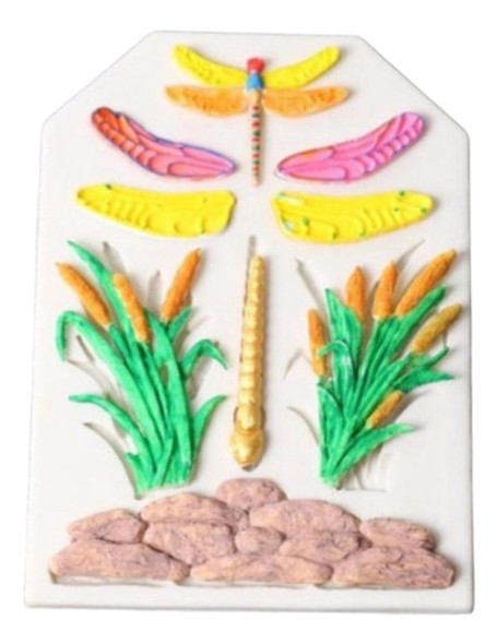 Molde De Silicone Libélulas Juncos Pedras Folhas 0 Molde De Silicone Libélulas Juncos Pedras Folhas 0