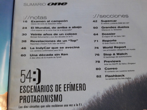 Revista One N° 70 Septiembre 2011 Sebastian Vettel 1