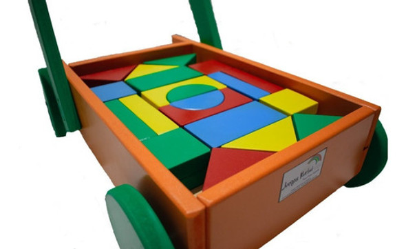 Carro Caminador Arrastre + Bloques Juego Didáctico Infantil 1