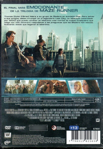 Maze Runner Cura Mortal - Dvd Nuevo Original Cerrado - Mcbmi 1