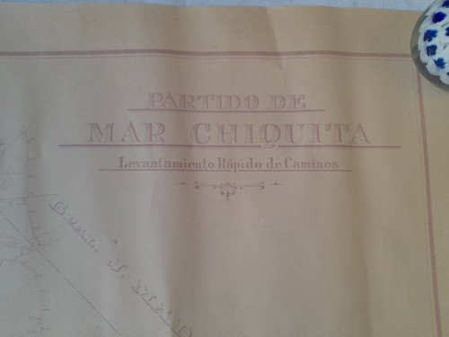 Antiguo Mapa Plano Mar Chiquita, Levantamiento De Caminos 1