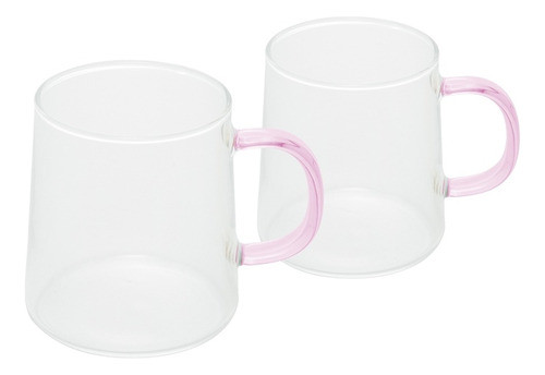 Jogo 2 Canecas Alça Rosa Borossilicato 320ml Presente 0