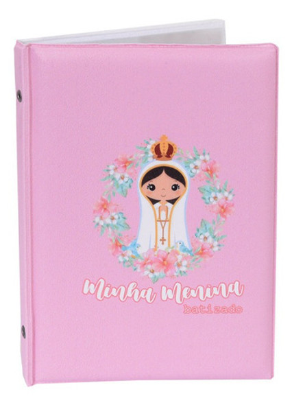 Álbum Fotográfico15x21 Batismo Rosa 40 Fotos Bebê Batizado 1