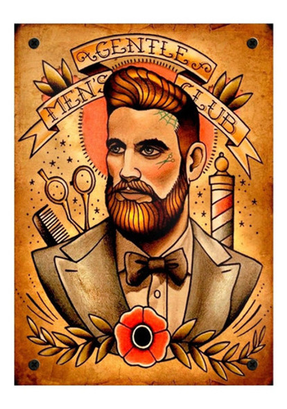 Cartel Chapa Barber Retro Barbería Peluquería Hombre 3 Givan 1