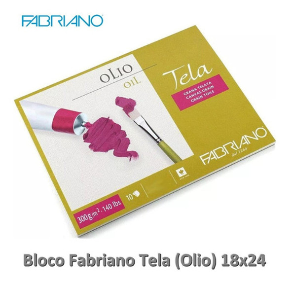 Bloco Fabriano Tela (olio) 300g/m2 18x24 10 Folhas 0