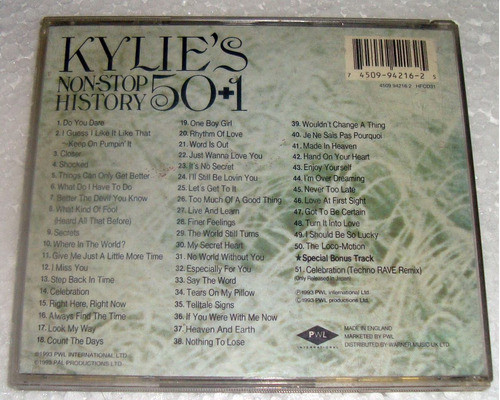 Kylie Minogue Kylie's Non Stop History 50+1 Cd Ingles /kktus 1