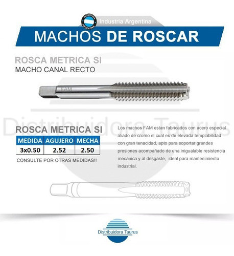 Machos De Roscar - Rosca Metrica 3x0.50 - Ind. Argentina 0