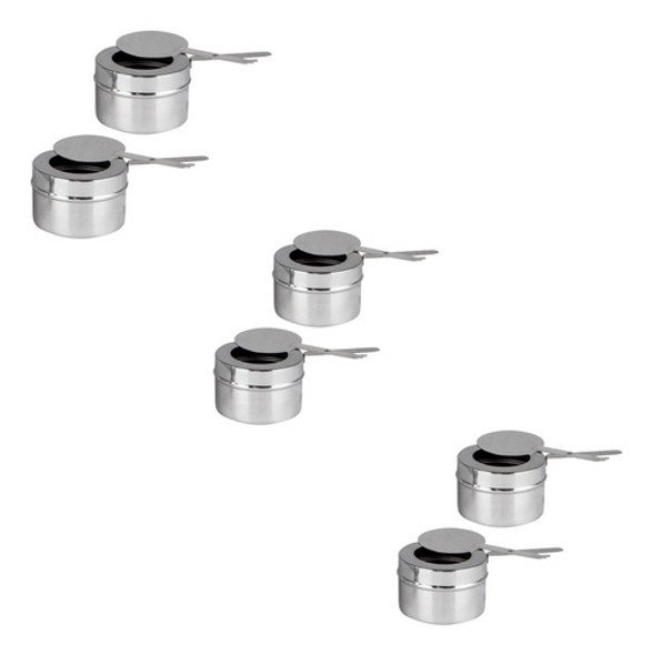 6 Fogareiros Acendedor Espiriteira Em Aço Inox P Rechaud 0