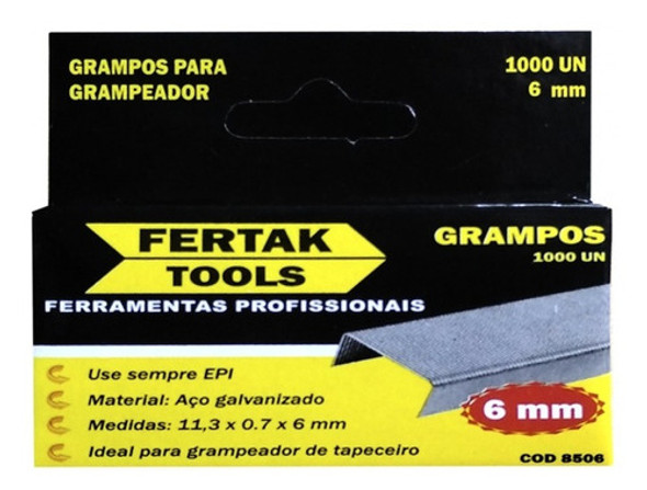 Grampo 6mm Para Grampeador Tapeceiro Prof. C/ 5.000 Grampos 1 Grampo 6mm Para Grampeador Tapeceiro Prof. C/ 5.000 Grampos 1