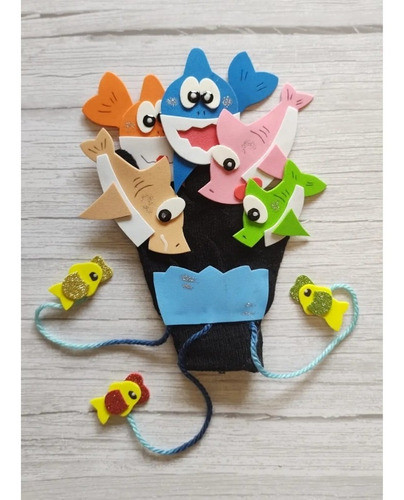 Títere De Mano Didáctico Artesanal - Tiburones 0
