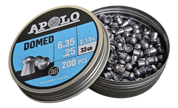Balines Apolo Domed 6,35mm 2,13g 33 Grains Lata X 200u 0 Balines Apolo Domed 6,35mm 2,13g 33 Grains Lata X 200u 0