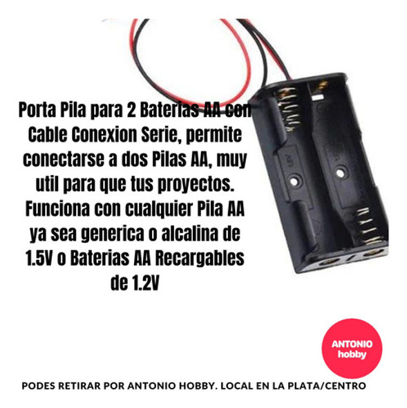 Portapilas Para 2 Pilas Aa Con Cables Repuesto De Juguete 1