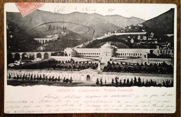 Antigua Tarjeta Postal Génova, Italia 1904 Cementerio 0