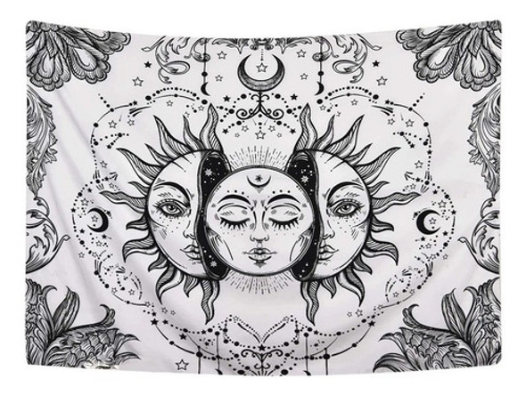 Tapiz  Sol Y Luna Grande 1,47m X 97cm (negro, Blanco O Bege) 1