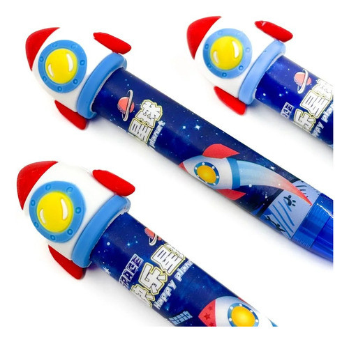 Borracha Caneta Retrátil Foguete Dovertida Colorida Infantil 1