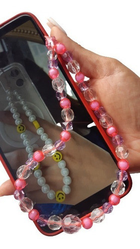 Strap Phone Protetor Para Celular Com Miçangas Coloridas 1