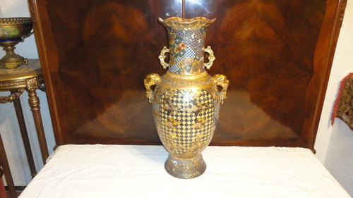Jarron Florero Japones Antiguo Pintado Rara Pieza Miralo 0