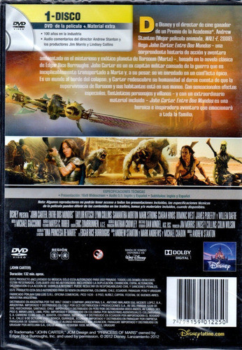 John Carter Entre Dos Mundos - Dvd Nuevo Orig. Cerr. - Mcbmi 1