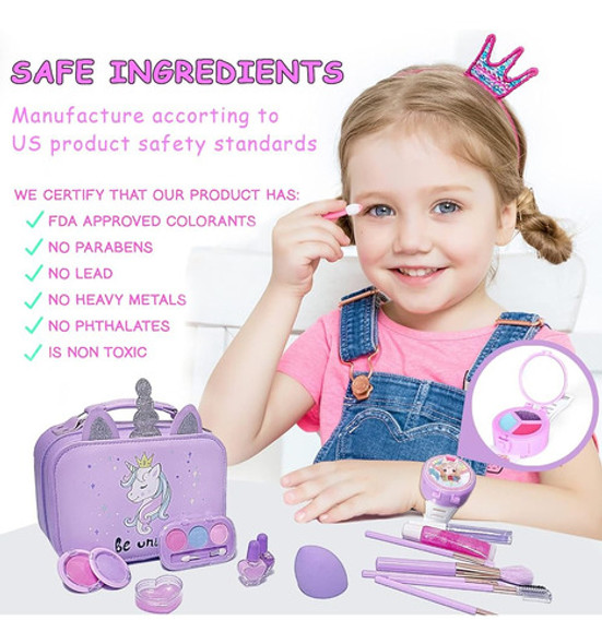 Dhoza Kids Makeup Kit Para Niña Con Bolsa De Maquillaje - Ju 1