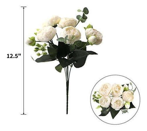 Peonias De Seda  Pack X 4 Color Crema 1