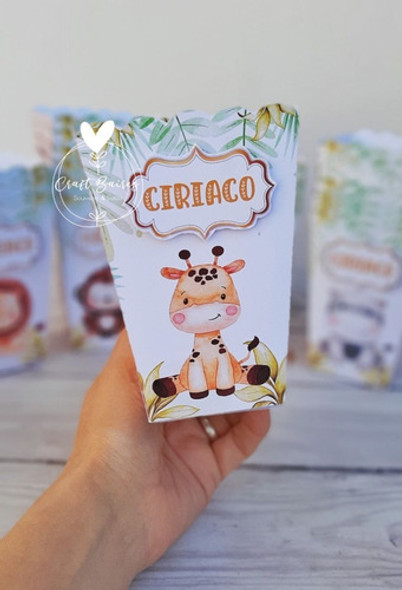 20 Cajita Pochoclera Personalizada Animales De La Selva Mod2 0