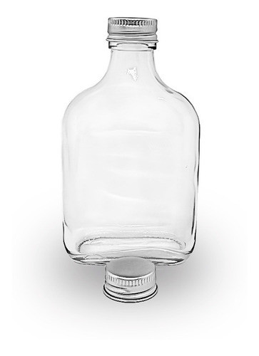 Botella Vidrio Petaca Con Tapa Metalica 200 Cc Pack X12 0