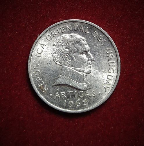 Moneda 50 Centesimos Uruguay 1965 Artigas Km 45 Aluminio 1