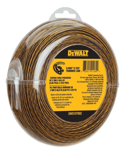 Cuerda P/podadora Dewalt Dwo1dt802 225 Ft X 0.080 In 1