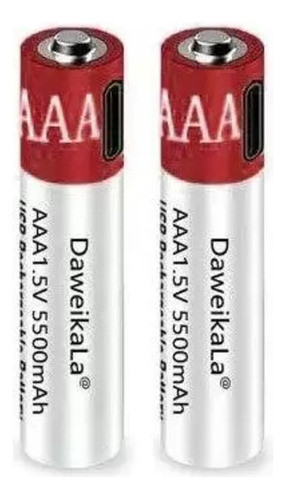 X2 Pilas Aaa Recargable Litio Usb Tipo C  1.5v 5500mah 0