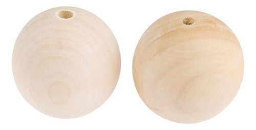 Cuentas De Madera Redondas, 1.969&nbsp;in, 2 Unidades, Yeta. 0