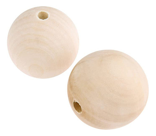 Cuentas De Madera Redondas, 1.969&nbsp;in, 2 Unidades, Yeta. 1