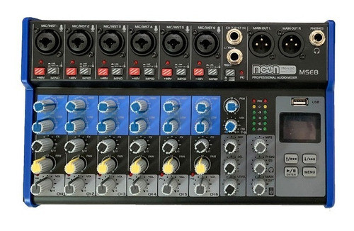 Consola De 8 Canales Con Mp3 Rec Effect Mse8 Moon 0