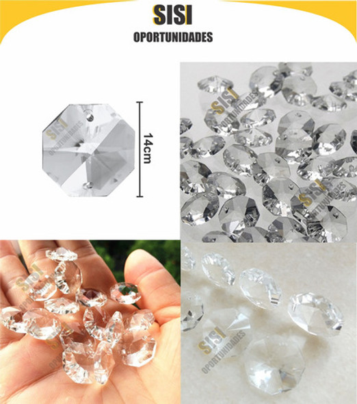 100 Caireles Cristal 14 Mm Y Argollas Araña Antigua Lampara 1