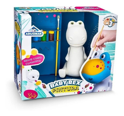 Cofrinho Baby Rex Pintura 3 Potes De Guache 1 Pincel Unissex 1