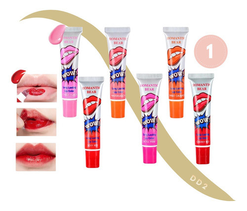 1 Labial Wow Peel Off Tinta Lip Gloss Larga Duracion Tatto 0