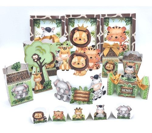 Kit Imprimible Animales Selva Safari Animalitos Cajitas 0