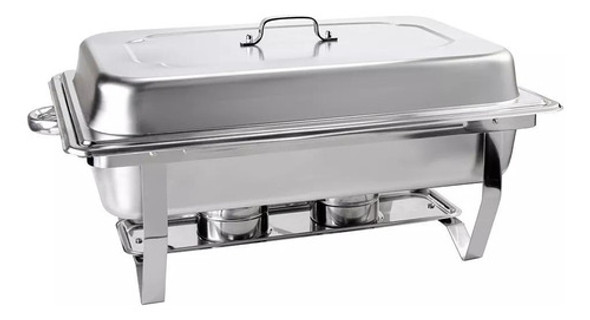 Rechaud Rm Retangular Em Aço Inox Banho 4 Cubas E Fogareiro 1