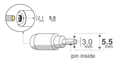 Adaptador Dc Hueco 5,5 X 2,1 Mm Hembra A 5,5 X 3,0 Mm Macho 1