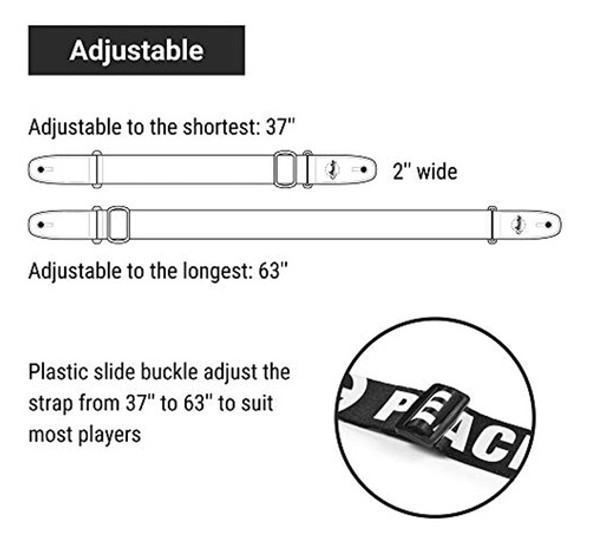 Amumu World Peace Guitar Strap Ajustable Para Guitarras Acús 1