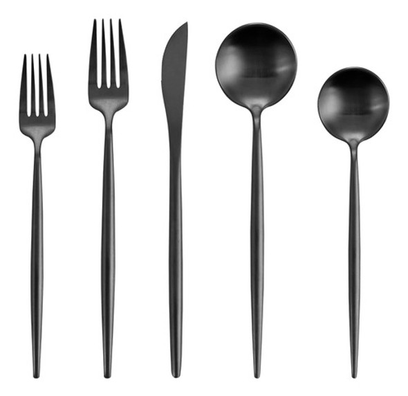 Juego Cubiertos Silverware Oliviola 20pzas Para 4 Negro Mate 0