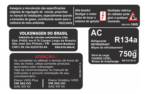 Kit Adesivo Painel Frontal Capo Volkswagen Golf Golfet Fkc 0
