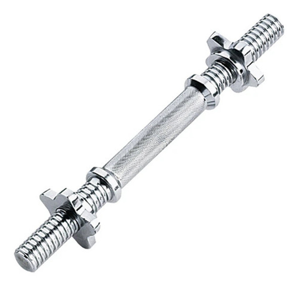 Mancuerna Maciza Cromada De 35cm Para Discos C/ Topes Rosca 0