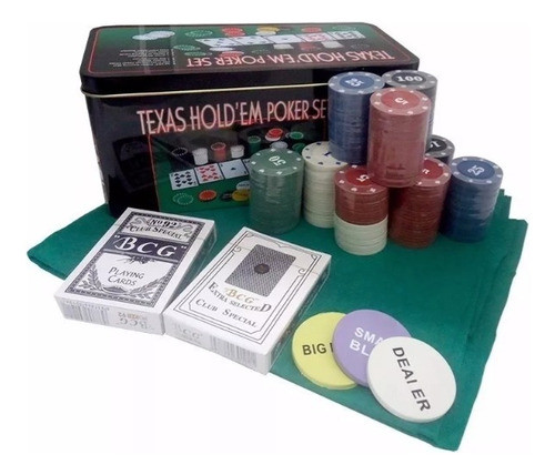 Kit Poker Profissional Em Lata 200 Fichas Texas Hold'em Set 0