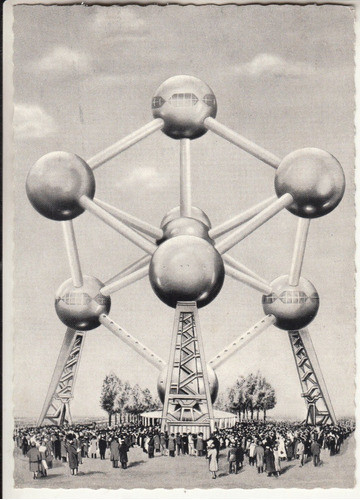 1958 Postal Blanco Y Negro Del Atomium De Bruselas Belgica 0
