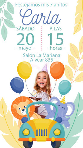 Invitación Digital Cumple Auto Selva 0