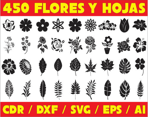 Vectores Corte Laser - 450 Figuras Flores Y Hojas 0