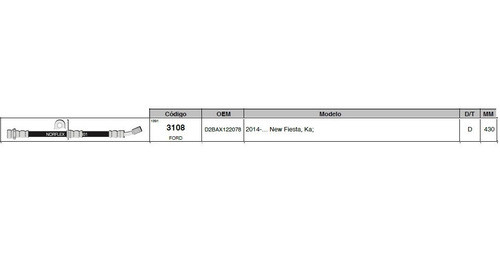 Flexible Freno Del Ford Fiesta/ka 2014 En Adelante 430mm 0